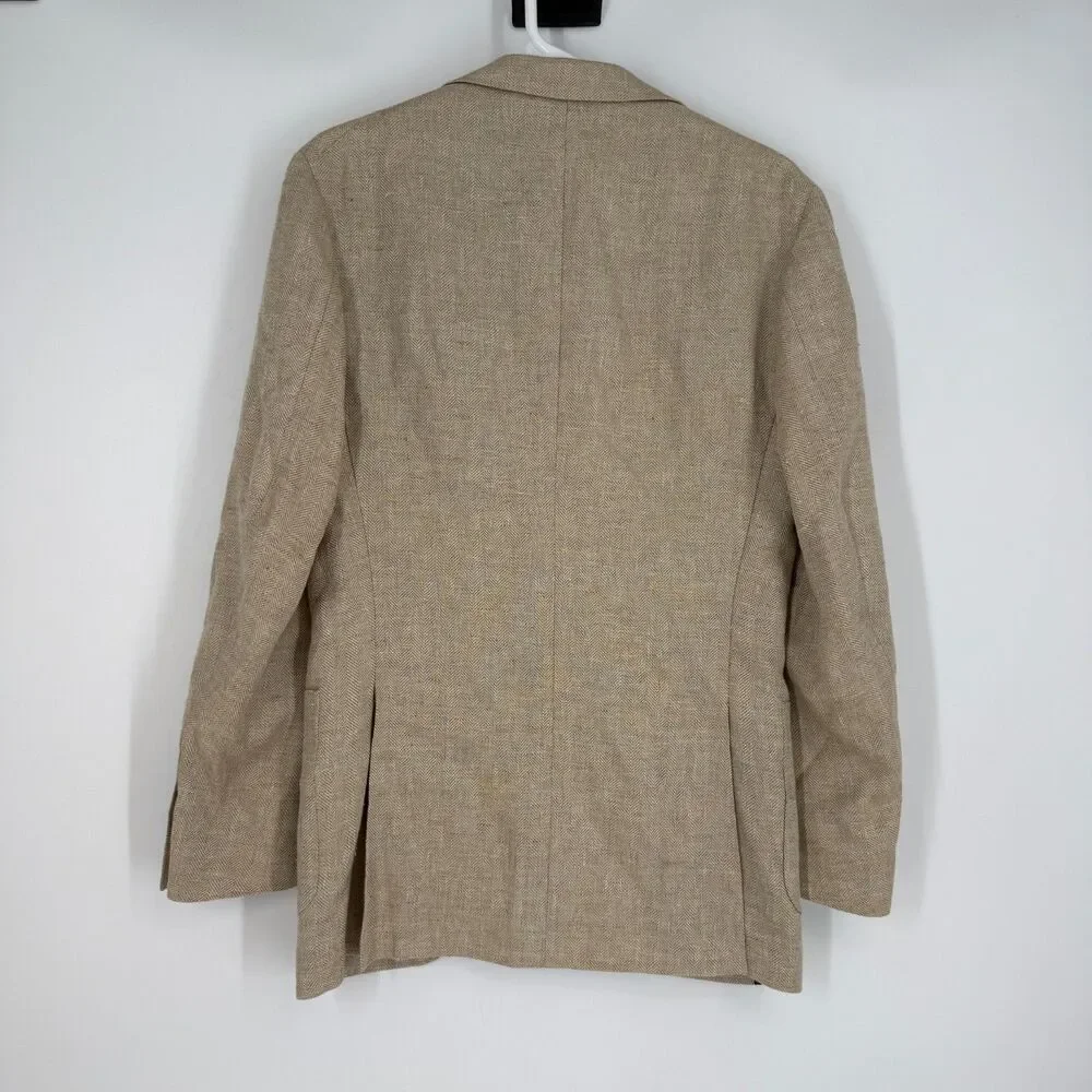 Spier & MacKay Wool Linen Blend Wheat Sportcoat 3 Button Patch Pocket Size 36